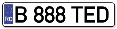 Placuta inmatriculare numar auto  B-888-TED, B 888 TED, B888TED