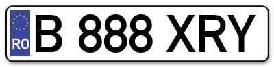 Placuta inmatriculare numar auto  B-888-XRY, B 888 XRY, B888XRY
