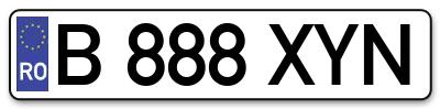 Placuta inmatriculare numar auto  B-888-XYN, B 888 XYN, B888XYN