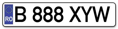 Placuta inmatriculare numar auto  B-888-XYW, B 888 XYW, B888XYW