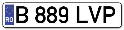 Placuta inmatriculare numar auto  B-889-LVP, B 889 LVP, B889LVP