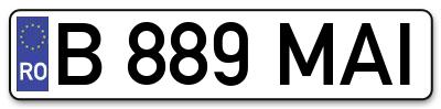 Placuta inmatriculare numar auto  B-889-MAI, B 889 MAI, B889MAI