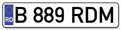 Placuta inmatriculare numar auto  B-889-RDM, B 889 RDM, B889RDM