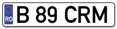 Placuta inmatriculare numar auto  B-89-CRM, B 89 CRM, B89CRM