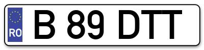 Placuta inmatriculare numar auto  B-89-DTT, B 89 DTT, B89DTT