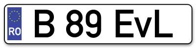 Placuta inmatriculare numar auto  B-89-EvL, B 89 EvL, B89EvL