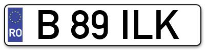 Placuta inmatriculare numar auto  B-89-ILK, B 89 ILK, B89ILK