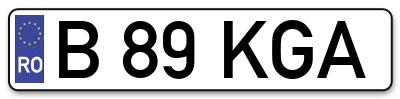 Placuta inmatriculare numar auto  B-89-KGA, B 89 KGA, B89KGA