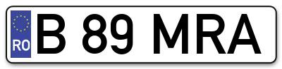 Placuta inmatriculare numar auto  B-89-MRA, B 89 MRA, B89MRA