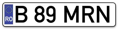 Placuta inmatriculare numar auto  B-89-MRN, B 89 MRN, B89MRN