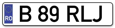 Placuta inmatriculare numar auto  B-89-RLJ, B 89 RLJ, B89RLJ