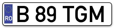 Placuta inmatriculare numar auto  B-89-TGM, B 89 TGM, B89TGM