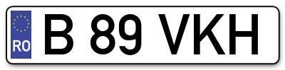 Placuta inmatriculare numar auto  B-89-VKH, B 89 VKH, B89VKH