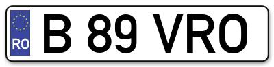 Placuta inmatriculare numar auto  B-89-VRO, B 89 VRO, B89VRO