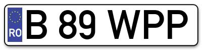 Placuta inmatriculare numar auto  B-89-WPP, B 89 WPP, B89WPP