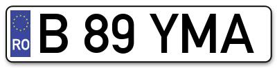 Placuta inmatriculare numar auto  B-89-YMA, B 89 YMA, B89YMA