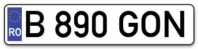Placuta inmatriculare numar auto  B-890-GON, B 890 GON, B890GON