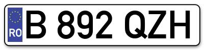Placuta inmatriculare numar auto  B-892-QZH, B 892 QZH, B892QZH