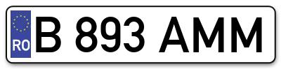 Placuta inmatriculare numar auto  B-893-AMM, B 893 AMM, B893AMM