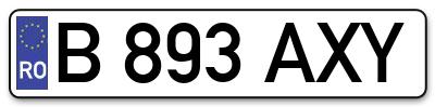 Placuta inmatriculare numar auto  B-893-AXY, B 893 AXY, B893AXY