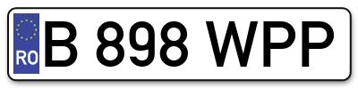 Placuta inmatriculare numar auto  B-898-WPP, B 898 WPP, B898WPP