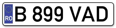 Placuta inmatriculare numar auto  B-899-VAD, B 899 VAD, B899VAD