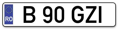 Placuta inmatriculare numar auto  B-90-GZI, B 90 GZI, B90GZI