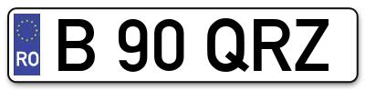 Placuta inmatriculare numar auto  B-90-QRZ, B 90 QRZ, B90QRZ