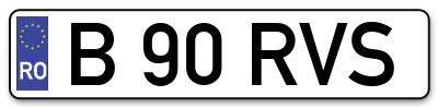 Placuta inmatriculare numar auto  B-90-RVS, B 90 RVS, B90RVS