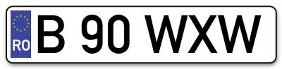 Placuta inmatriculare numar auto  B-90-WXW, B 90 WXW, B90WXW