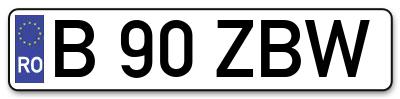 Placuta inmatriculare numar auto  B-90-ZBW, B 90 ZBW, B90ZBW