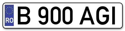Placuta inmatriculare numar auto  B-900-AGI, B 900 AGI, B900AGI