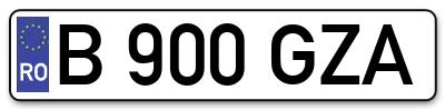 Placuta inmatriculare numar auto  B-900-GZA, B 900 GZA, B900GZA