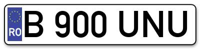 Placuta inmatriculare numar auto  B-900-UNU, B 900 UNU, B900UNU