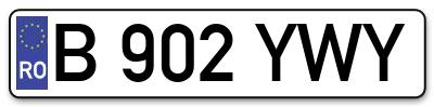 Placuta inmatriculare numar auto  B-902-YWY, B 902 YWY, B902YWY