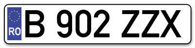 Placuta inmatriculare numar auto  B-902-ZZX, B 902 ZZX, B902ZZX
