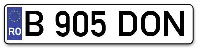 Placuta inmatriculare numar auto  B-905-DON, B 905 DON, B905DON