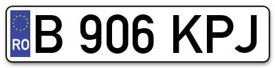 Placuta inmatriculare numar auto  B-906-KPJ, B 906 KPJ, B906KPJ