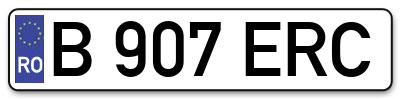 Placuta inmatriculare numar auto  B-907-ERC, B 907 ERC, B907ERC
