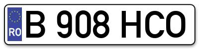 Placuta inmatriculare numar auto  B-908-HCO, B 908 HCO, B908HCO