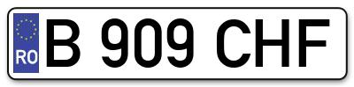 Placuta inmatriculare numar auto  B-909-CHF, B 909 CHF, B909CHF