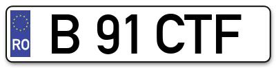 Placuta inmatriculare numar auto  B-91-CTF, B 91 CTF, B91CTF