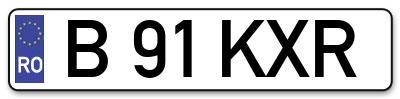 Placuta inmatriculare numar auto  B-91-KXR, B 91 KXR, B91KXR