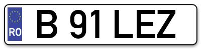 Placuta inmatriculare numar auto  B-91-LEZ, B 91 LEZ, B91LEZ