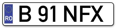 Placuta inmatriculare numar auto  B-91-NFX, B 91 NFX, B91NFX
