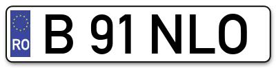 Placuta inmatriculare numar auto  B-91-NLO, B 91 NLO, B91NLO