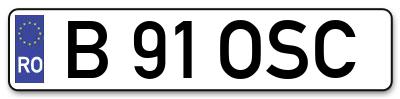 Placuta inmatriculare numar auto  B-91-OSC, B 91 OSC, B91OSC