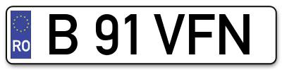 Placuta inmatriculare numar auto  B-91-VFN, B 91 VFN, B91VFN