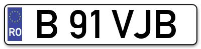 Placuta inmatriculare numar auto  B-91-VJB, B 91 VJB, B91VJB