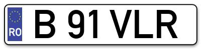 Placuta inmatriculare numar auto  B-91-VLR, B 91 VLR, B91VLR